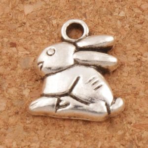 Bunny Rabbit Easter Charms hängsmycken 100 st mycket antik silver 13 2x14 3mm smycken diy l498 2017 mode smycken270y