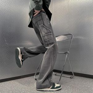 Męskie dżinsy 2024 Spring Spodnie Vintage Prosta rurka Splating Mężczyzna High Street Fashion Casual Great Noge Spodni