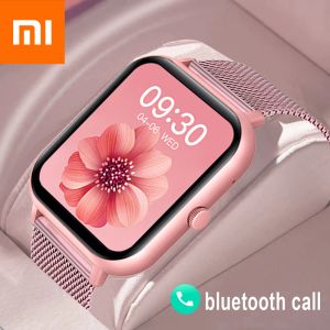 Watches Xiaomi Call Smart Watch Women Custom Dial Smartwatch för Android iOS Waterproof Bluetooth Music Watches Touch Armband Clock