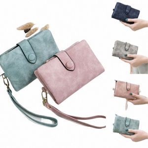 2022 Mulheres Fi Fi Matte Wallet Short PU ZIPPER HASP HASP FOSLED Ladies Bolsas Mey Coin Id Card Holder Girls Future Clutch I8ZM#