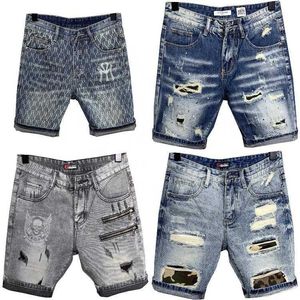 Högkvalitativa jeans shorts herrar sommarsträcka denim byxor pojkar kort unga passar mager andningsbara fem byxor