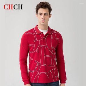 Polos masculinos CHCH de melhor grau de moda de moda logo Men camisa pólo algodão de algodão casual com mangas compridas roupas