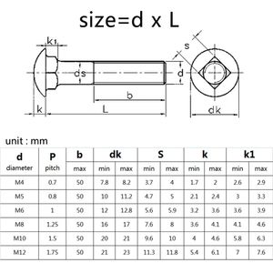 10pcs M4 Steel GB12 DIN603 Truss Round Head Square Neck Carriage Screw Coach Bolt for Shelf Desk L= 10-100mm