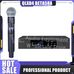 Microphones QLXD4 BETA58 1-channel wireless metal microphone system UHF top-quality handheld BETA58A for karaoke stage performanceQ