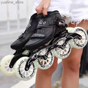 Inline Roller Skates Carbon Fiber Speed Skates Shoes Adults Man Woman Inline Racing Skating Patines 4 Wheels 90mm 100mm 110mm Sports Sneakers Y240410