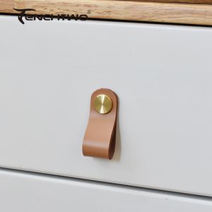 TENCHTWO Nordic Furniture Handles Gold Kitchen Dresser Drawer Door Knobs For Wardrobe Leather Silver Brass Cabinet Pull Vintage