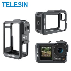 Accessories TELESIN Aluminium Alloy Frame Case For DJI ACTION 4 3 Metal Cage Quick Release Mount with Cold Shoe Full Protective Frame Case