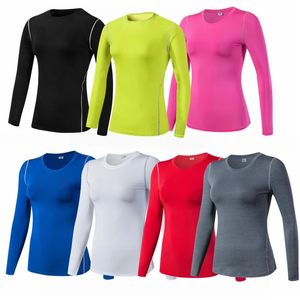 Basskikt fitness sport skjorta snabba torra kvinnor långa ärmar topp gym jogging lady t-shirt tåg träning kläder vit yogakjorta 240410