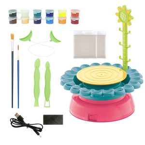 Kit artigianale della ruota della ceramica elettrica arti e mestieri giocattoli per bambini in ceramica formazione per palette di vernice artigianale set educativo giocattolo educativo