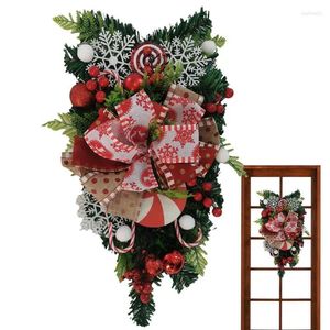 Flores decorativas de choque de choque de Natal vermelho e branco com grinaldas de árvores de cabeça para baixo para decoração de jardim em casa ao ar livre