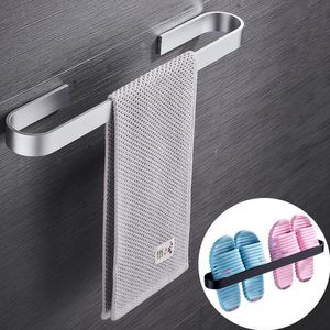 Porta dell'asciugamano da bagno Assiccato a portata di gancio nero Spazio argento in alluminio Assalto di asciugamano bar organizzatore Organizzatore Cucina Scaffale