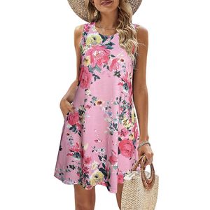 designer dresses for women party dresses for womens Bohemian Dresses Floral Casual Knee Length Summer Dresses Sleeveless Sundresses Casual Beach Petite Sun Dress