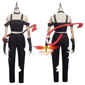 Anime Helluva Boss Cosplay Figurinos para mulheres adultas sexy Halter pescoço colete punk rock luvas Tail Roupfits preto Halloween