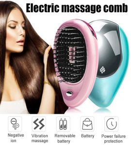 Magic Portable Electric Ionic Hairbrush Mini Jon Vibration Hair Brush Electric Massage Comb Head Scalp Massager Styling Tool7698987