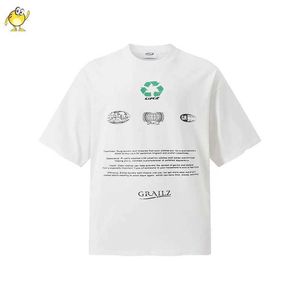 Erkek Tişörtler Hip Hop Sıradan Çift Retro Büyük Üst Grailz T-Shirt Fashion Street Wear Mens Yaz T-Shirt Siyah ve Beyaz J240409