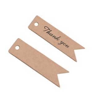 100pcs Obrigado Hang Kraft Paper Gift Label Tag Wedding/Birthday Party Candy Boxes Preço Tags para Favores de Flor/Casamento Rótulos