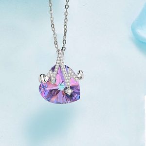 New Fashion Love Pendant Women's ECG Heart Shaped Crystal Necklace Jewelry