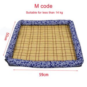 Hundkylning Mat Pad Summer Beds Pet Cat Dog Ice Pad Cool Cold Rattan Mat Moisture-Proof Cooler Double-Sided Dog Kennel