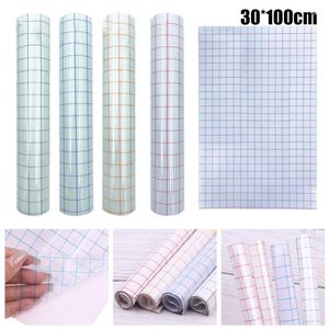Window Stickers Clear Transfer Film Sheet With Grid Alignment Adhesive Paper Tape Roll For Wall Decals Crafts 30x100cm