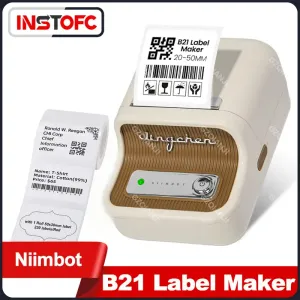 Drukarki Niiimbot B21 Przenośna drukarka termiczna bez atramentowa instancja Bluetooth Etykieta etykiety kodów kreskowych do biura domowego z biżuterią na taśmę podarunkową Nowa