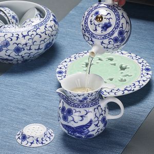 Squisiti set di tè in porcellana blu e bianca cinesi fatti a mano teatrali da tè per tè per tè per tè per le bevande da tè