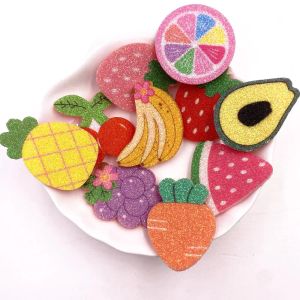 Felt Fabric Colorful Glitter Bepowder Variety of Fruits Patch Applique Wedding Sewing DIY Hair Bow Craft Accessories XE37