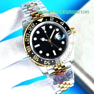 Wysokie czyste designerskie zegarki 40 mm męskie zegarek luksusowy zegarek Greenwich Pepsi Bezel Batman Watch 2836/3186/3285 Automatyczny ruch mechaniczny Z Pudełkiem 904lsteel Case 01