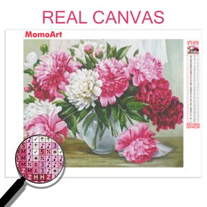 Momoart Diamond Painting Peony Cross Stitch Diamond Emelcodery Flower Rose Mosaic Pictures Pictures Full Complete Kit Hobby