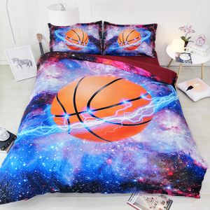 3PCS Sports Łóżka dla chłopców Teens Galaxy Basketball Football pościel Pełna pojedyncza kołdra Zestaw King Size Sheets Kids