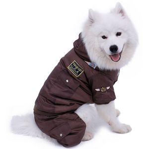 大きな犬用ペット犬の服アメリカ空軍大型犬のための冬のコートゴールデンレトリバーのための暖かい素材のためのジャンプスーツ