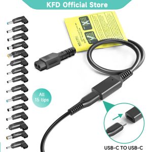 Adapter 100W Typ C till Universal Notebook Adapter Lenovo Asus Acer Dell Huawei Connecter DC Jack USB C Laptop Charging Cable Cord 15pcs