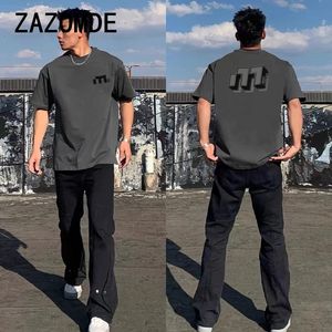 Zazomde American Personalized Cotton Retro Print T Shirt Top Fashion Y2K Loose Street Men Homestay Prosty ponadwymiarowy 240329