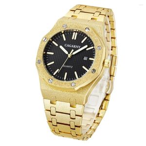 Wristwatches Cagarny Business Watches Men Brand Golden Stainless Steel Quartz Military Waterproof Luminous Sport Clock Gift Relogio