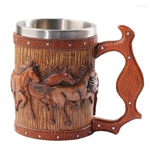 Tazze fatti fatti fatti a mano tazza in legno in acciaio inossidabile tazza caffè cool tank wine stein wine bicchiere con manico portatile