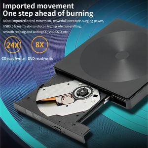 Hubs DVD Externo DVD CD Player USB 3.0 Optical Burner Adapter Reader Writer RW DVD CDROM Drive para MacBook Laptop Desktop