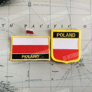 Polen National Flag Embroidery Patches Badge Shield och fyrkantig Form Pin One Set på tygarmbandets ryggsäcksdekoration