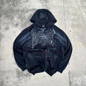 Kadın Hoodies Sokak Giyim Fermuarı Hoodie Y2K Harajuku Retro Hip Hop Mektubu Baskı Büyük Boyu Sweatshirt Erkek Kadın Gotik Ceket