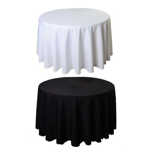 10st polyester rund vit duk för bröllop hotell bord tyg bord täcke överlägg tapetes nappe mariage bordsduk svart