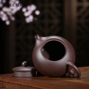 Yixing Tea Pot Purple Clay Xishi TEAPOT Handmade Beauty Kettle Raw Ore Black Gold Purple Sand Tea Set 188 Ball Hole Filter