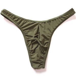 Unwe Senmi-transparent tunt is Silk Underkläder Penis Pouch Thong Men Low-Rise Tight-passande Mäns sexiga gay thongs Youth Sex