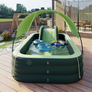 Kids Big Inflatable Swimming Pool With Slide Awning PVC Thicken Bottom Adult Home Backyard Garden Summer Party Water Games Pool