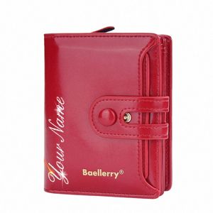 Baellerry Kvinnor plånböcker Namn Engravering Nytt kortkortshållare Zipper Kvinnliga Purse Classic Coin Pocket Women's Wallet Mey Clips B748#