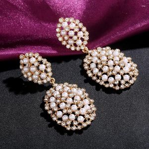 Dangle Ohrringe Mode koreanische Perle Drop für Frauen zwei Möglichkeiten, Bohemian Golden Round Hochzeit Schmuck zu tragen