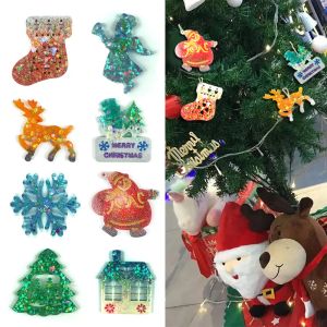 DIY Christmas Pendants Epoxy Resin Silicone Mould Christmas Tree Elk Snowflake Bell Pendant Resin Mold Xmas Decor Hanging Tags