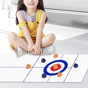 Tabletop Curling Game Indoor Table Top Shuffleboard Game Multifunctional Mini Tabletop Games Family Sports Game With 53X10Inch