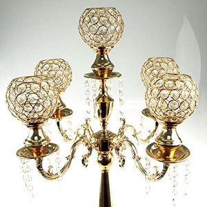 Metal Gold 5 Heads Candle Stick Decorative 5 braços Candelabra de altura para a mesa de casamento CENTERPIECES QQ435