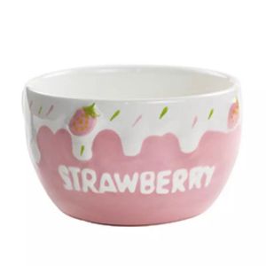 Neue süße süße Erdbeer Keramikschale Mädchen Eis Dessert Schüssel Obst Salat Frühstück Milch Müsli Reisschalen Tischgeschirr Geschirr