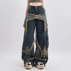 Jeans femminile y2k donne vintage denim streetwear coreano oversize stella estetica pantaloni drivi gamba grunge pantaloni vestiti