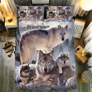 3D -tryckt sängkläder Set Snow Wolf Animal Single Double Queen King Däcke Cover Set Twin Full Size Bedclothes for Child Kid Adult