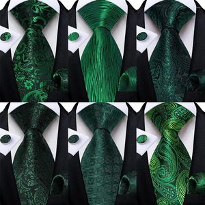 Bow Ties Luxury Green Paisley Floral 8cm Silk For Men Wedding Party Groom Husband Accessories Gift Necktie Handkerchief Wholesale